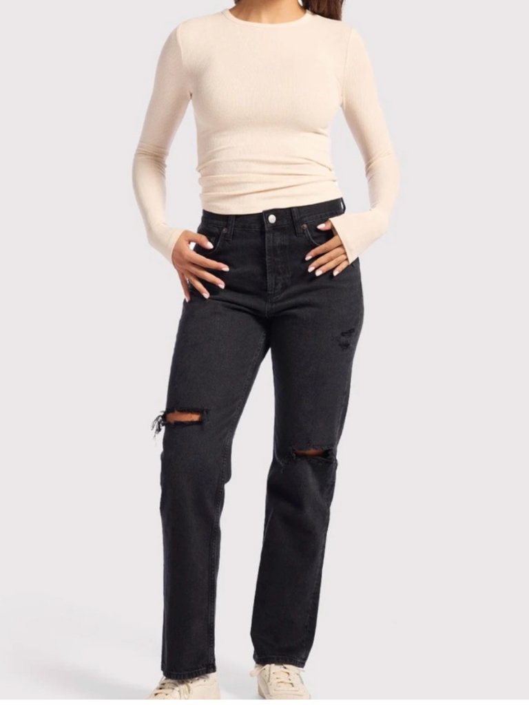Nuuds Women's Euc The Straight Curvy Fit Button Fly Jeans | Size 28 — image 4 of 8